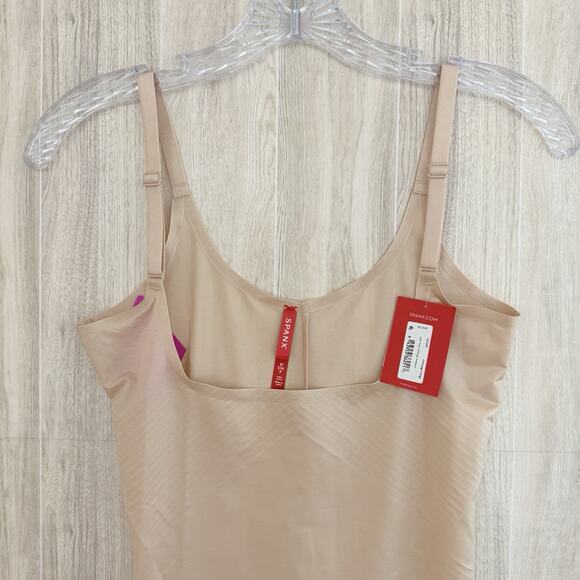 SPANXshape Bodysuit Size Small Invisible Open-Bust Mid-Thigh Champagne Beige - Picture 6 of 16